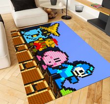 Custom pixel art rug for gaming room decor